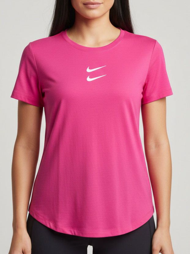 تیشرت زنانه پنبه سوپر آستین کوتاه فری سایز طرح چاپی نایک